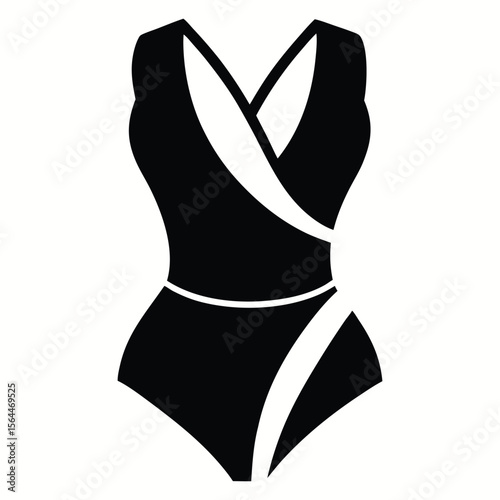 Wrap Over Tie Tummy Control Swimsuit Black White