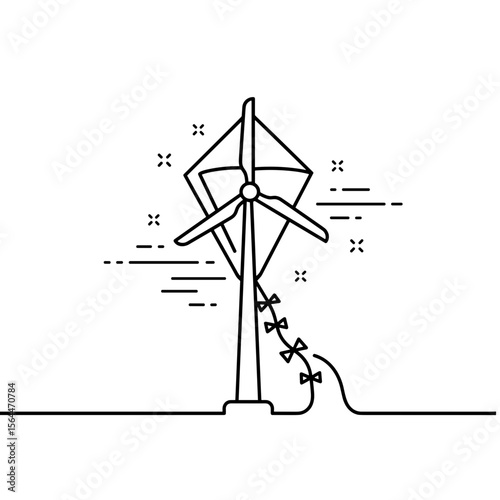 Creative Concept of Wind Turbine and Kite – Clean Energy Symbol