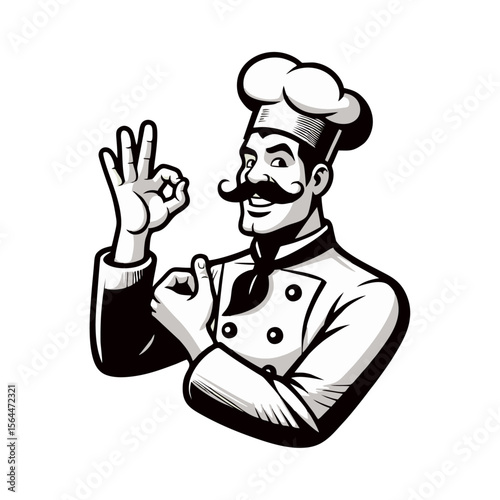 Chef Cartoon retro logo icon design illustration