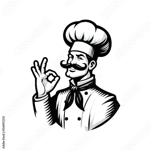 Chef Cartoon retro logo icon design illustration