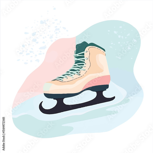 a figure skate on icy background