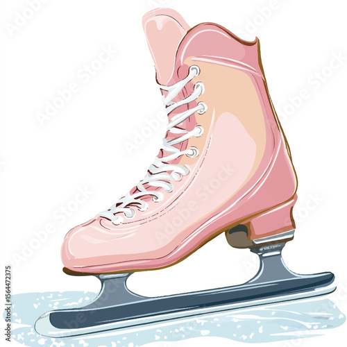 a figure skate on icy background