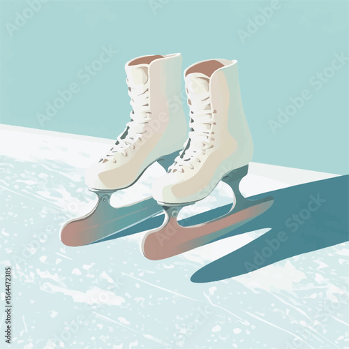 a figure skate on icy background