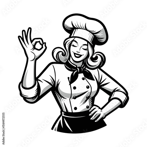 Chef Cartoon retro logo icon design illustration