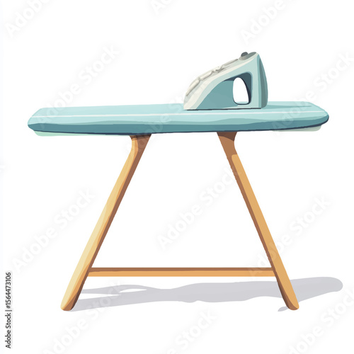 a folded ironing board with a simple iron on top