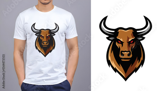Bull Logo T-Shirt Design with Bold Graphic typography