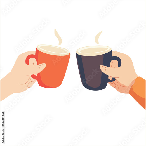 a friends clinking coffee cups together