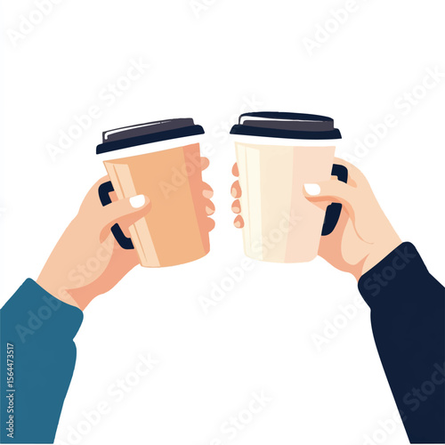 a friends clinking coffee cups together