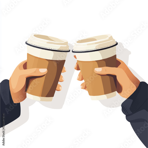 a friends clinking coffee cups together