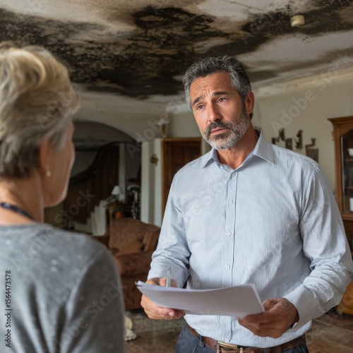 Home Insurance Adjuster Assessing Water Damage