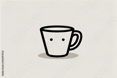 Minimalist coffee cup emoji, white background