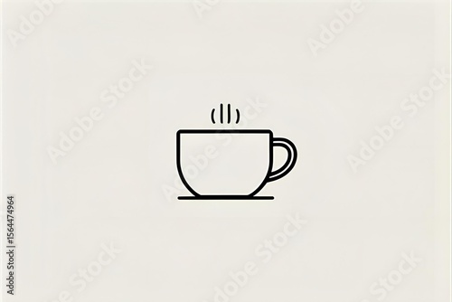 Minimalist coffee cup emoji, white background