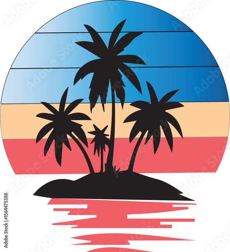 Beachfront Bliss – Palm Trees & Ocean Reflections