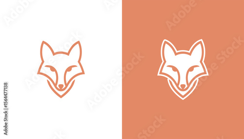 Fox head silhouette logo in minimalist vector style, generative ai