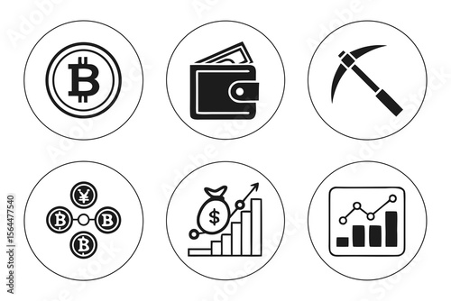 Bitcoin and cryptocurrency icons isolated on white background