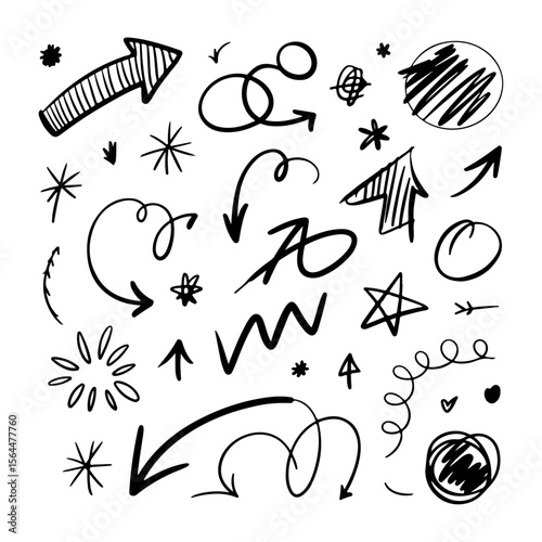 Unique and high quality Playful Schoolboard Doodles & Scribbles Vector Set — Hand-Drawn Kids’ Sketches, Arrows, Stars, and Chalk Art Designs