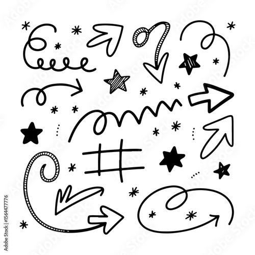 Unique and high quality Playful Schoolboard Doodles & Scribbles Vector Set — Hand-Drawn Kids’ Sketches, Arrows, Stars, and Chalk Art Designs