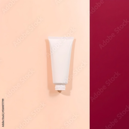 Clean beauty care cosmetic blank plastic bottle with lamp on wall and in window