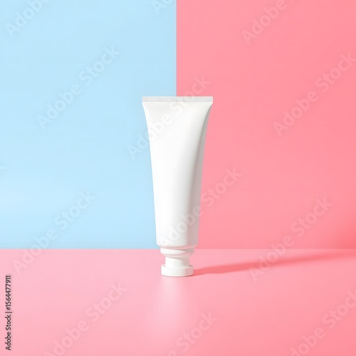 Healthy dairy drink: isolated glass of white milk with a pink ribbon