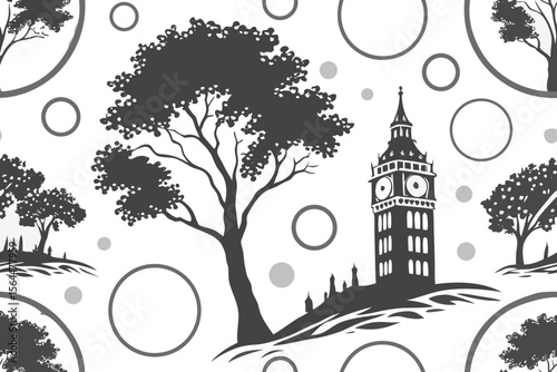 set of silhouettes of trees
