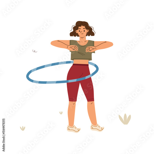Hula Hooping Fun: A vibrant illustration showcases a person gracefully twirling a hula hoop.