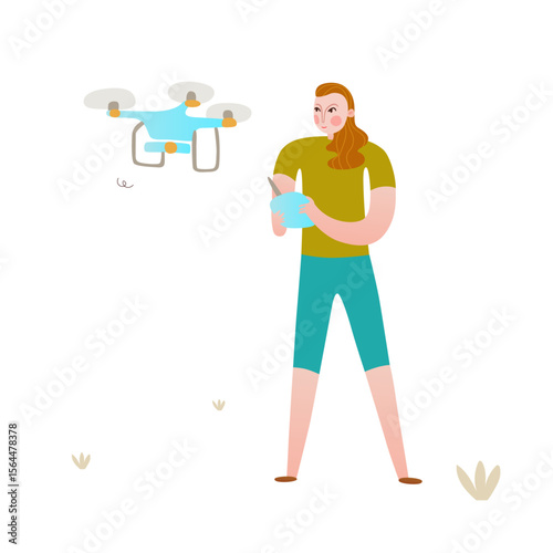 Drone Operator in Action: Capturing the essence of technology and recreation, a woman expertly maneuvers a drone, embodying the modern fusion of innovation and leisure.