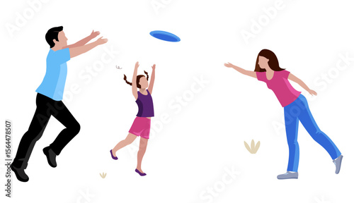 Family Fun with Frisbee: A dynamic family moment captured as they engage in a spirited game of frisbee. A snapshot of togetherness, joy, and active lifestyle.