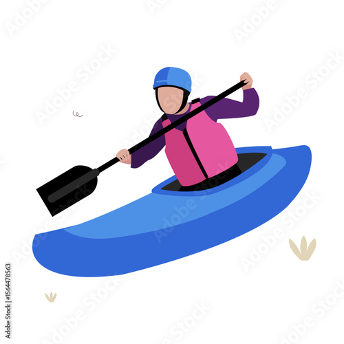 Kayaking Adventure: This illustration features a person enthusiastically kayaking, navigating the water with a paddle, embodying the essence of outdoor adventure and recreation.