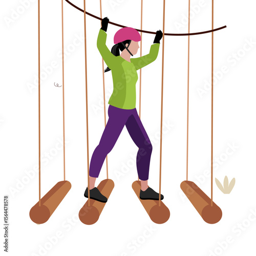 Obstacle Course Confidence: A determined individual navigates a challenging obstacle course, epitomizing adventure and personal growth, framed against an engaging background.