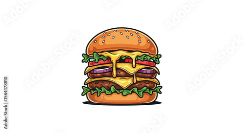 Delicious Double Cheeseburger Loaded With Fresh Ingredients And Melted Cheese On A Sesame Seed Bun