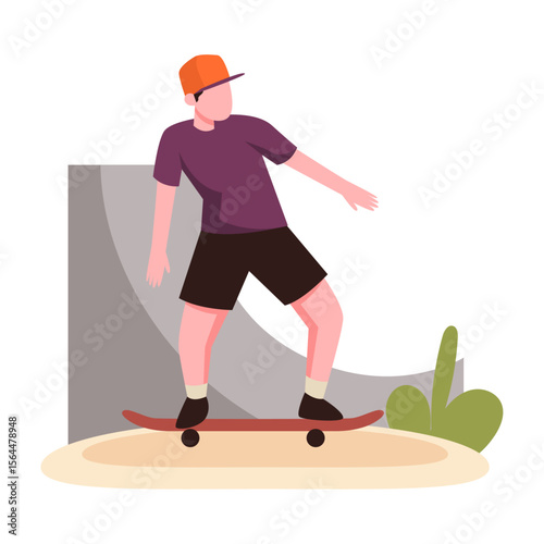 Skateboarding at the Skatepark: A young man skillfully maneuvers his skateboard at a skatepark, showcasing balance and style.