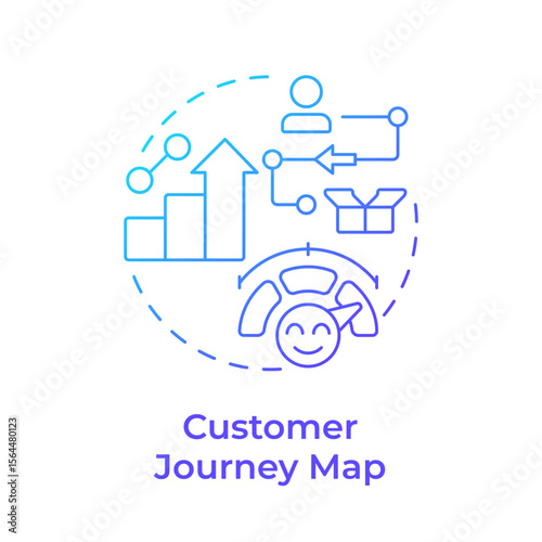 Customer journey map blue gradient concept icon. Visual representation of entire experience. Gap analysis tool. Round shape line illustration. Abstract idea. Graphic design. Easy to use in blog post