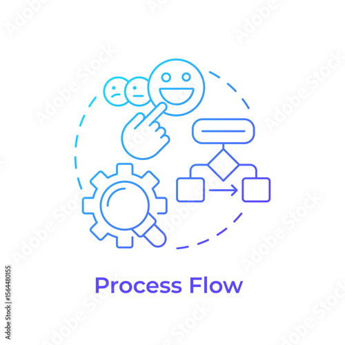 Process flow blue gradient concept icon. Sequence of steps involved in completing. Gap analysis tool. Round shape line illustration. Abstract idea. Graphic design. Easy to use in blog post