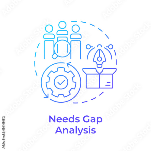 Needs gap analysis blue gradient concept icon. What customers and users truly demand. Public sector services. Round shape line illustration. Abstract idea. Graphic design. Easy to use in blog post