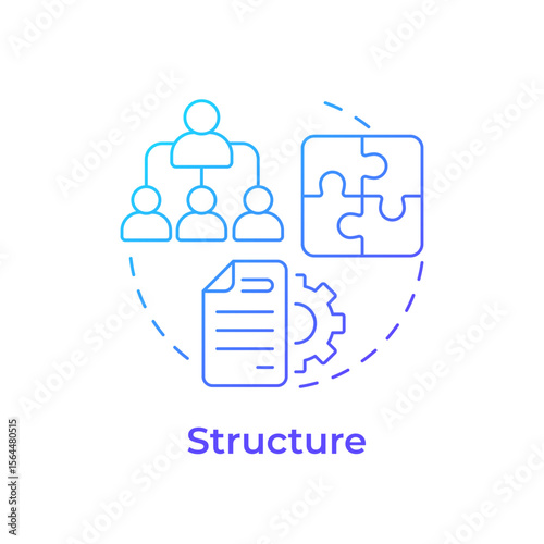 Structure blue gradient concept icon. Roles, responsibilities in team. Nadler Tushman congruence framework. Round shape line illustration. Abstract idea. Graphic design. Easy to use in blog post