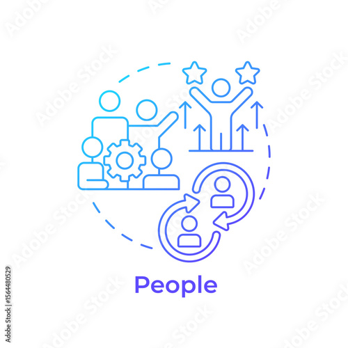 People blue gradient concept icon. Individuals within organization. Nadler Tushman congruence framework. Round shape line illustration. Abstract idea. Graphic design. Easy to use in blog post