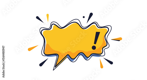 Surprise Element Highlighted in a Vibrant Yellow Speech Bubble with an Exclamation Mark Emphasizing an Important Announcement or Notification