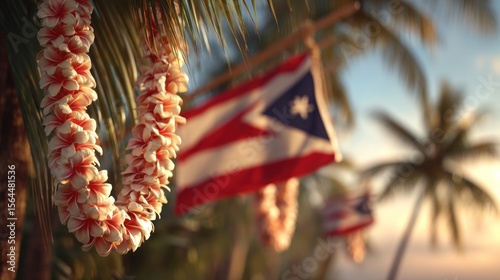 Puerto Rican Sunset with Lei photo