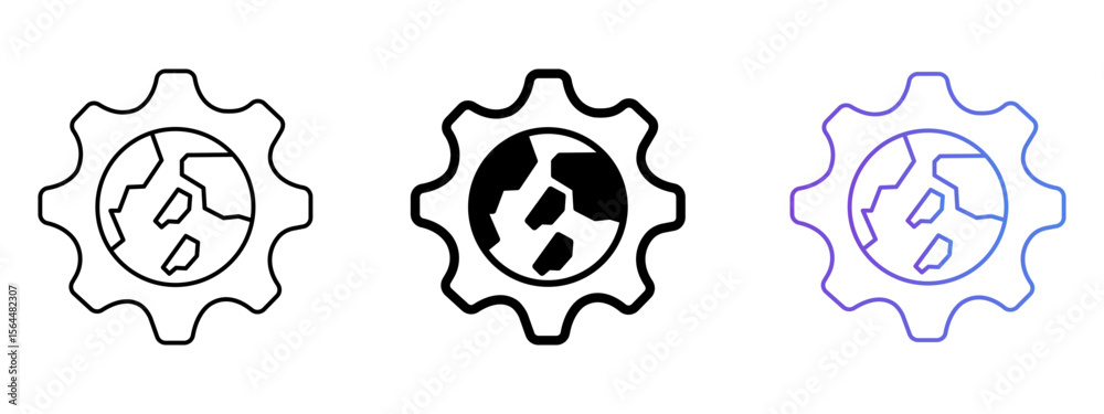 Obraz premium Global Settings Icon – Line, Glyph & Gradient Style