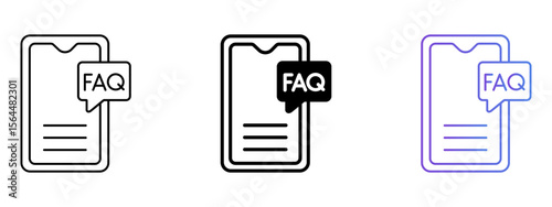 FAQ (Frequently Asked Questions) Icon – Line, Glyph & Gradient Style

