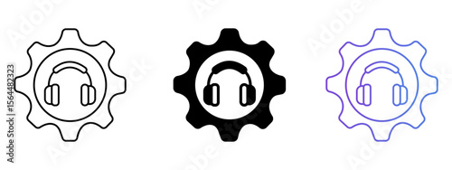 Headphones Configuration Icon – Line, Glyph & Gradient Style