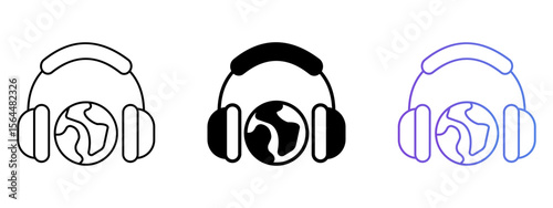 Customer Support Helpline Icon – Line, Glyph & Gradient Style