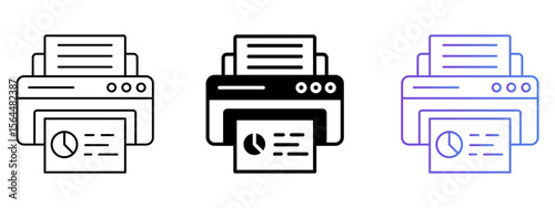 Printer Icon – Line, Glyph & Gradient Style