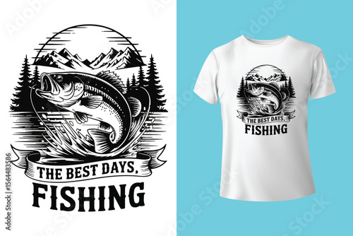 Fishing t-shirt design, Fishing vintage t-shirt , vintage fishing t-shirt graphic illustration, Fishing vector