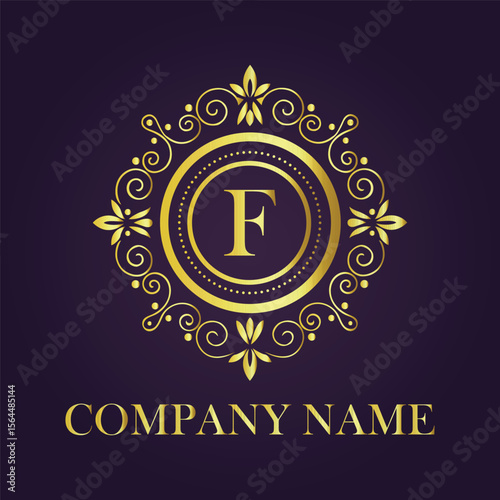 Letter luxury gold logo concept