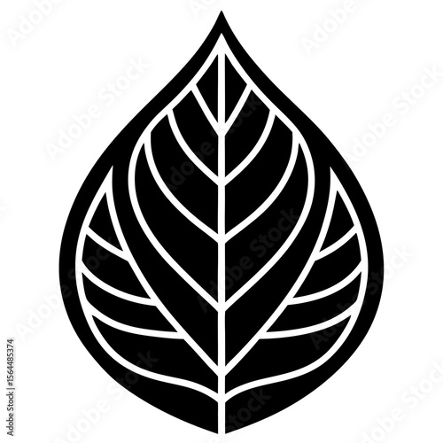 Organic Leaf Outline Vector | Generative AI & Linocut Silhouette Design
