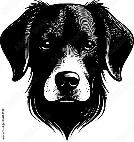Black and White Dog Head Logo Illustration Vector