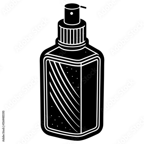 Skin Care Bottle Outline Vector | Generative AI & Linocut Silhouette Design