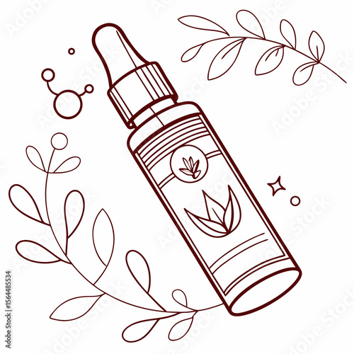 Skin Care Bottle Outline Vector | Generative AI & Linocut Silhouette Design