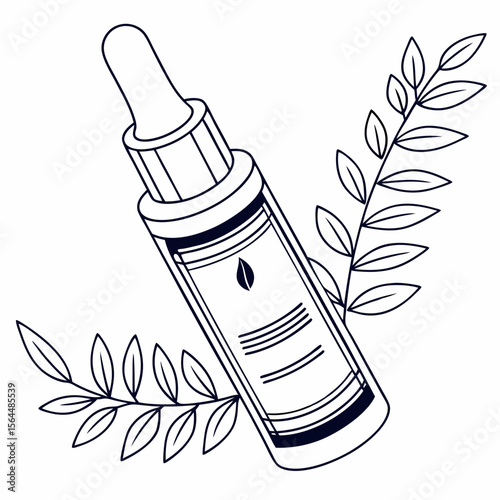 Skin Care Bottle Outline Vector | Generative AI & Linocut Silhouette Design